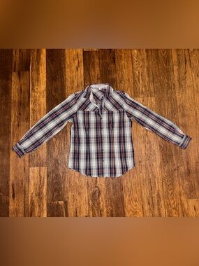 Pendleton Navy, White & Red Plaid Button-Down Shirt